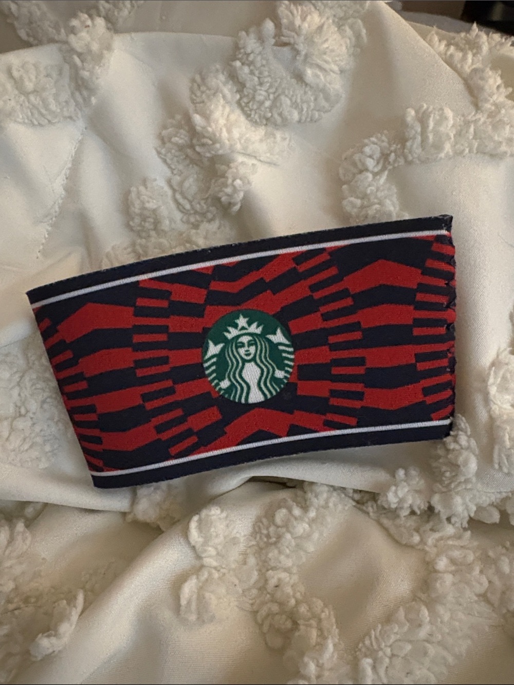 Starbucks Red and Black Patterned Reusable Cup Sleeve soccer 2026 NEW!